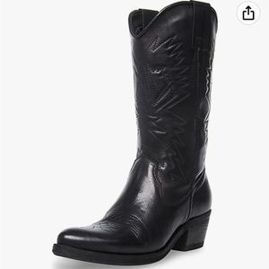 STEVE MADDEN Hayward Black Leather Western Cowboy Boots Sz 7